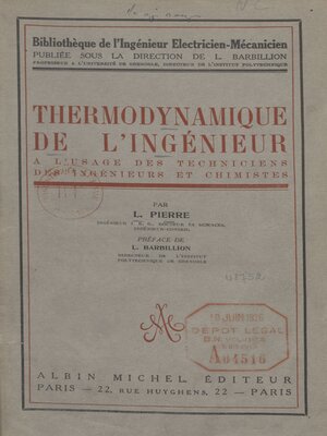 cover image of Thermodynamique de l'ingénieur